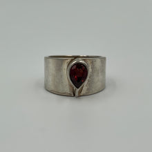 Load image into Gallery viewer, Silver Adjustable Ring With Red Stone