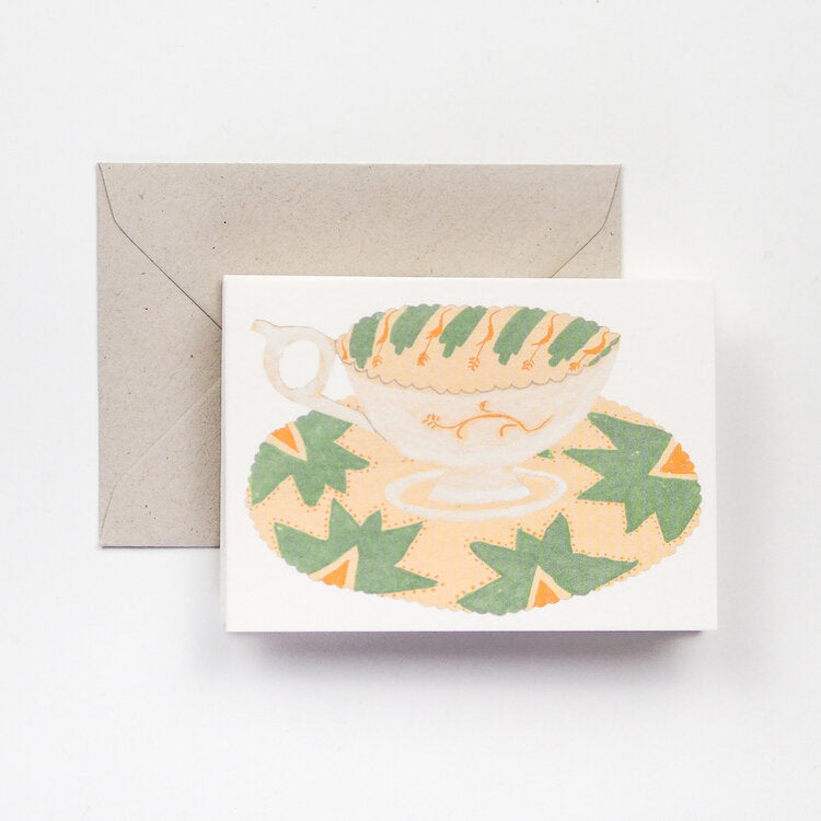 Teacups folding greetings card