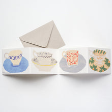 Load image into Gallery viewer, Teacups folding greetings card