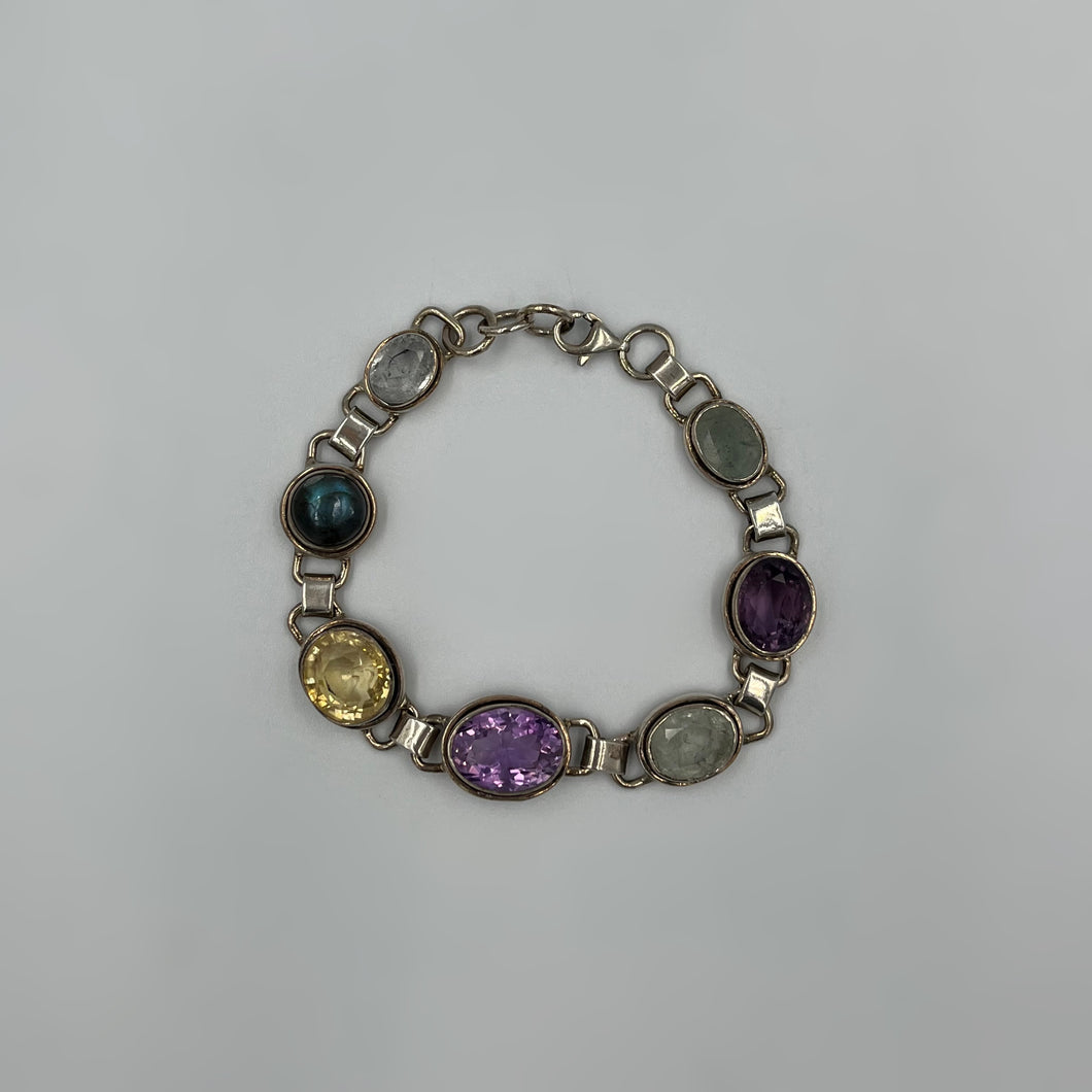 Mixed Stone Silver Bracelet