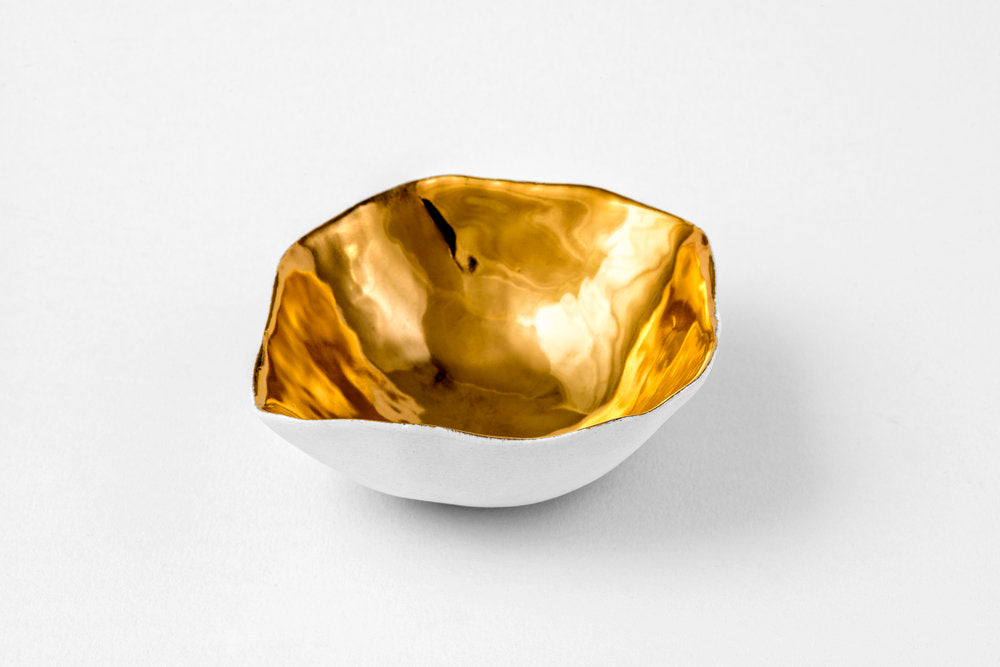 White & Gold Wave Bowl - Penny Little Ceramics
