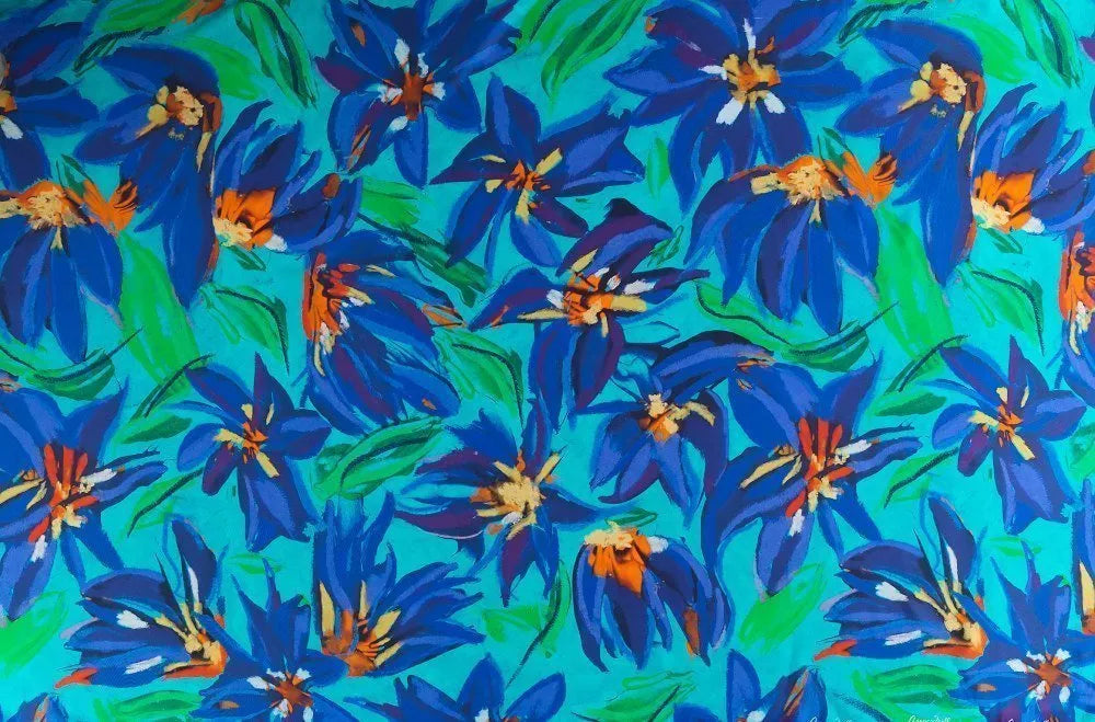 Anne-Joëlle Iris Blue Silk Scarf