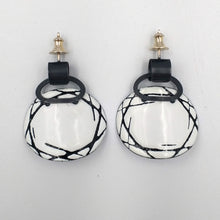 Load image into Gallery viewer, Scribble marked enamel loop stud earrings by Mizuki Takahashi
