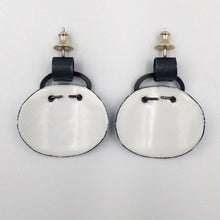 Load image into Gallery viewer, Line marked enamel loop stud earrings by Mizuki Takahashi
