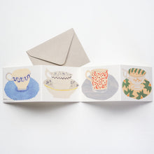 Load image into Gallery viewer, Teacups folding greetings card
