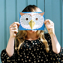 Load image into Gallery viewer, Owl mask greetings card
